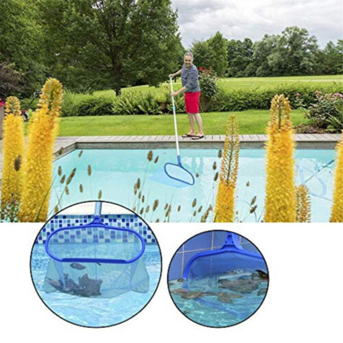 Fine Mesh Pool Skimmer Net for Swimming Pool, Deep Leaf Cleaner, Round Blue Design 1