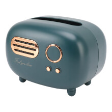 Retro Tissue Box Cover, Vintage Radio Design Green Holder for Living Room Bedroom Desk Décor