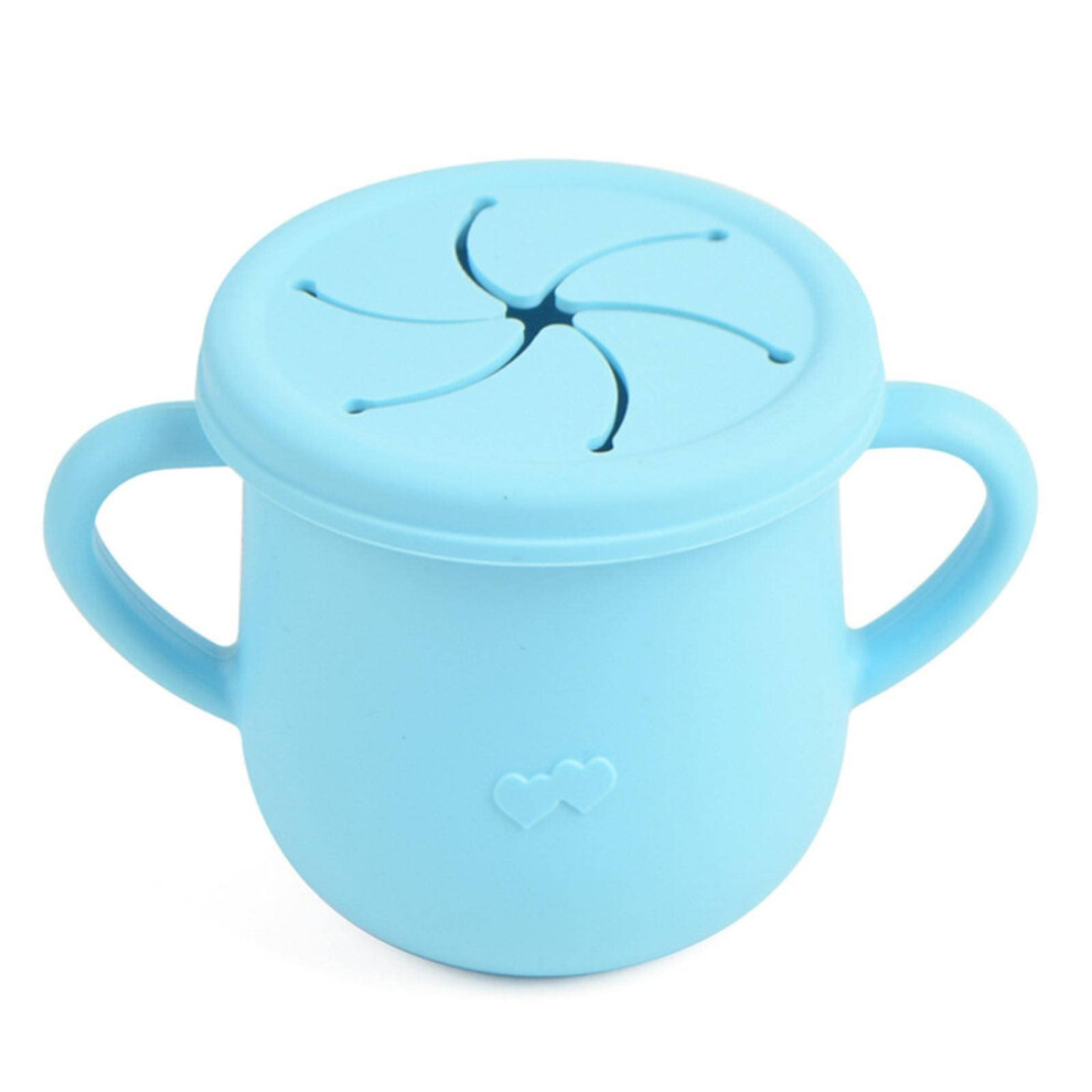 Silicone Baby Cup with Straw and Handles, Spill Proof 2 in 1 Snack and Drink Cup for Toddlers