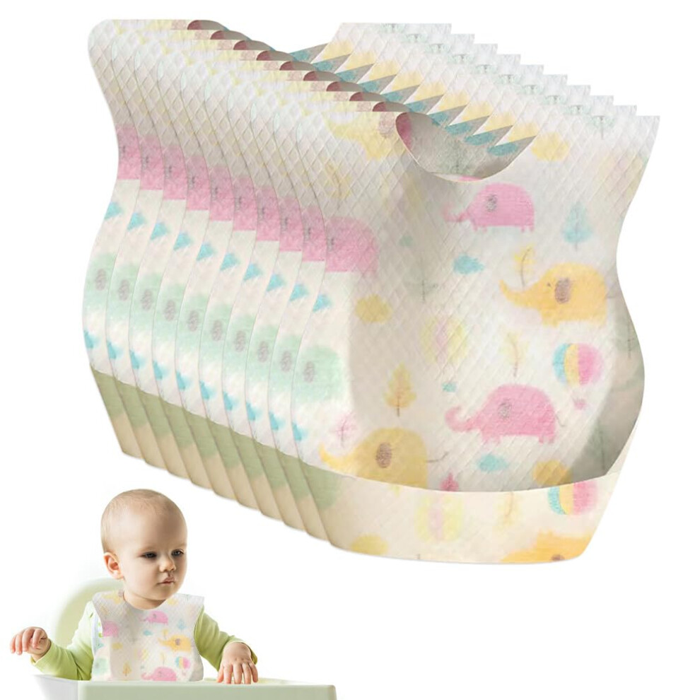 10PCS Disposable Baby Bibs Waterproof Travel Feeding Bibs with Food Pocket for Toddlers Boys Girls