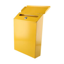 Rustic Wall Mount Mailbox with Lock, Vintage Iron Design, Dual Keys, Yellow for Home or Office
