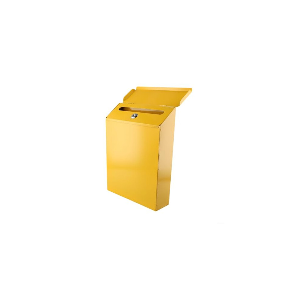 Rustic Wall Mount Mailbox With Lock, Vintage Iron Design, Dual Keys, Yellow For Home Or Office 9330225593294