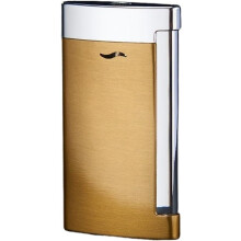 Slim Metal Windproof Torch Lighter Gold, Refillable Butane Jet Flame with Adjustable Flame Control for Camping Candle