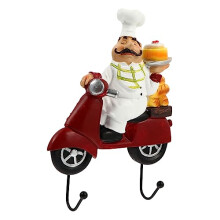 Creative Chef Motorcycle Adhesive Wall Hook for Keys and Bags, SpaceSaving Kitchen Storage, Matte Red