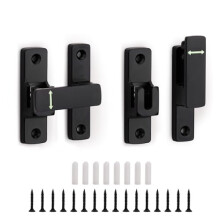 2 Pack Luminous Barn Door Lock, Zinc Alloy Gate Latch 90 180 Degree, Corrosion Resistant Black Hardware for Shed Garage Bathroom