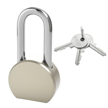 Heavy Duty Padlock, Stainless Steel 65mm Round Long Shackle with Keys for Gate and Locker