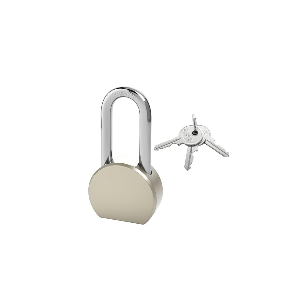 Heavy Duty Padlock, Stainless Steel 65Mm Round Long Shackle With Keys For Gate And Locker 9073542255710