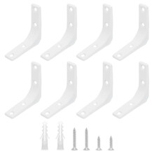 Heavy Duty L Brackets for Shelves, 3 Inch White Shelf Brackets with Screws, 90 Degree Corner Braces Set of 8