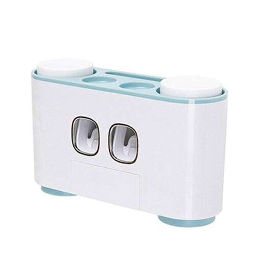 Automatic Toothpaste Dispenser and Wall Mounted Toothbrush Holder with Cup Storage for Bathroom