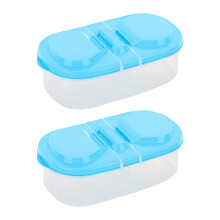 Kids Snack Container with Leakproof Clear Lid, Dual Compartment Storage Box for Travel, Blue