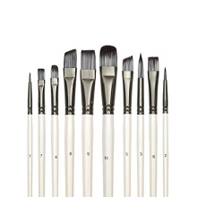 10 Piece Acrylic Paint Brush Set with Synthetic Nylon Bristles for Artist Painting Acrylic Watercolor Oil