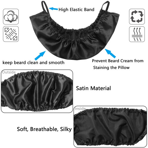 XL Satin Beard Bonnet for Men 2 Pack, Oversize Beard Protector for Sleeping and Frizz Control 2