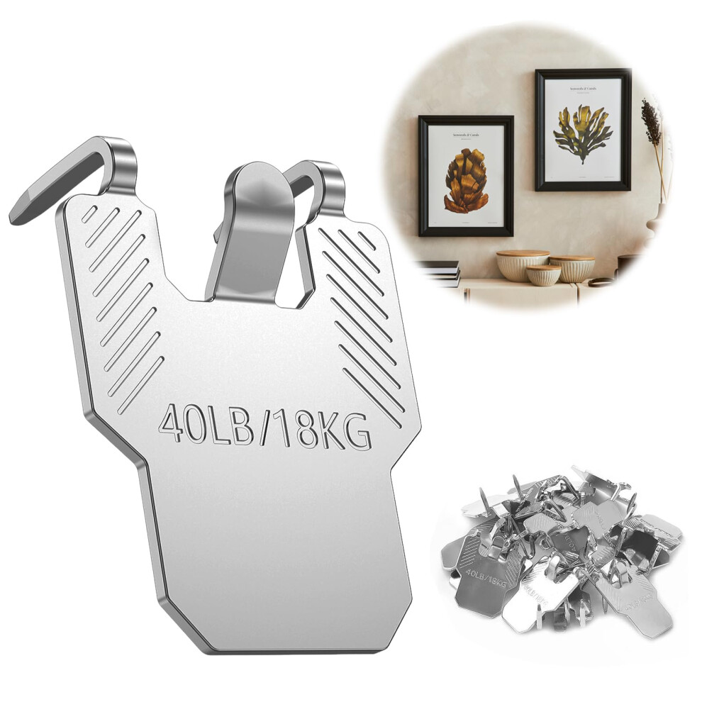 20Pcs Picture Hangers For Drywall Silver No Damage Heavy Duty Hooks With Nodrill Reusable Design 9310869647997