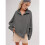 Women'S Button Oversized Side Slit High Low Sweatshirt Long Sleeve Reverse Seam Pullover Tunic Tops Grey M 4