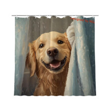 Golden Retriever Shower Curtain 72x72 Waterproof Fabric with Hooks Cute Dog Bathroom Decor