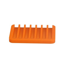 Silicone Soap Dish with Fast Drainage Design Non Slip Flexible Holder for Bathroom Countertop Orange