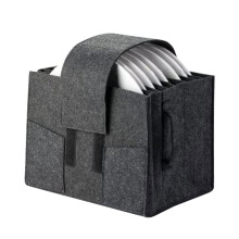 Plate Storage Bag for 8 Plates with ScratchResistant Felt Dividers, RV Dish Organizer for Campervan