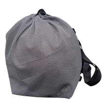 Mesh Ball Bag with Adjustable Shoulder Strap, Durable Drawstring Sports Bag for Basketball Soccer Volleyball, Gray