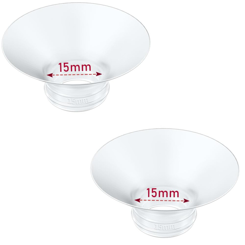 Flange Insert 2Pcs 15Mm Compatible With Momcozy Air1/W1/M9/M6/M5/S12 Pro/V1 Pro/V2 Pro, Spectra/Medela/Elvie/Ncvi/Tsrete/Eufy/Lansinoh/Paruu Ivaronal