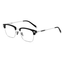 Blue Light Blocking Reading Glasses +3.0, Lightweight Half Frame Titanium Readers for Men and Women