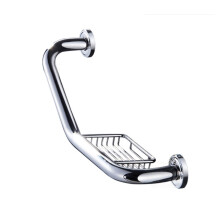 Bathroom Grab Bar 9.39.3 Inch Angled Safety Handrail with Integrated Soap Net, AntiSlip Wall Mounted Rail for Elderly and Disabled