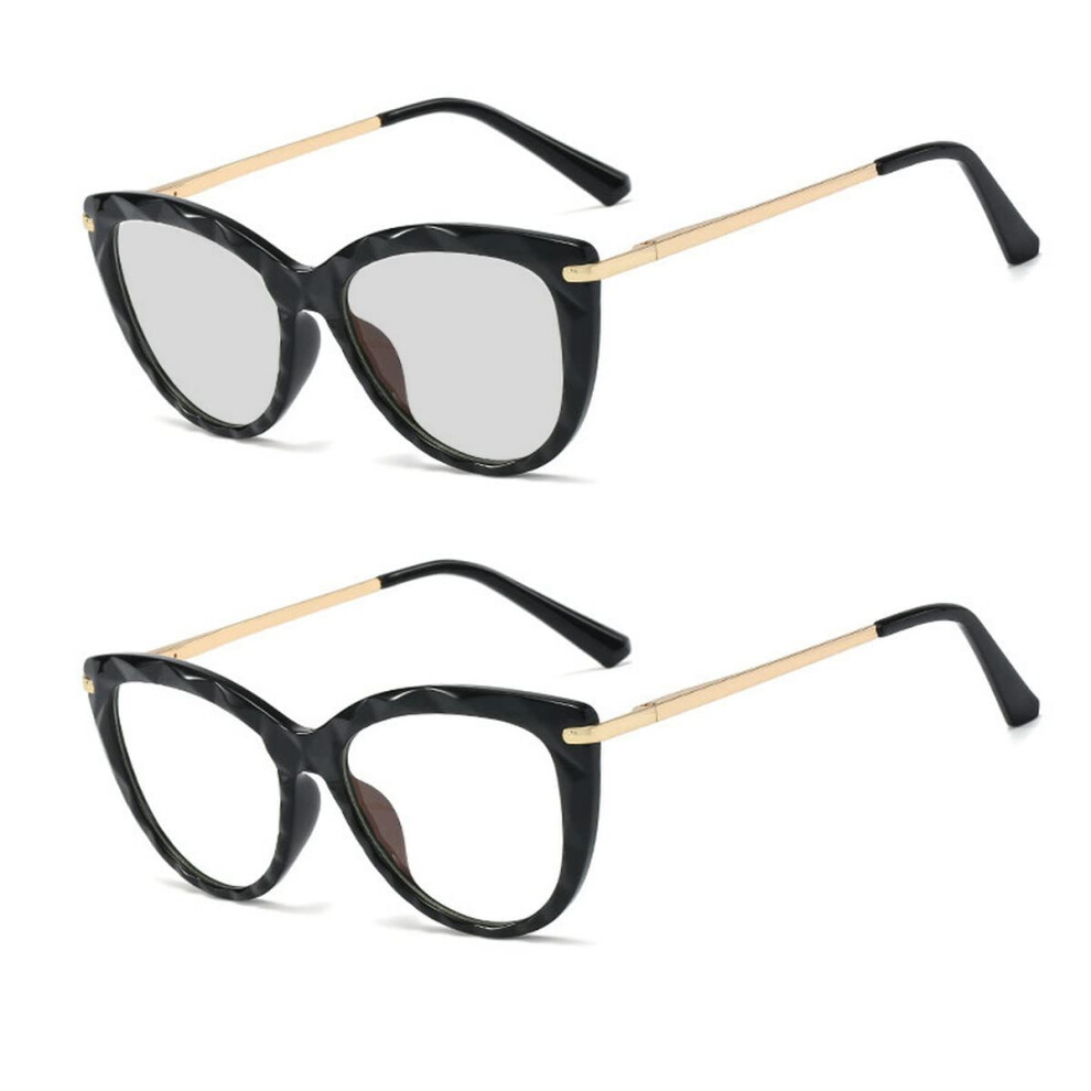 Black Photochromic Reading Glasses For Women 3.0X Magnification Vintage Cat Eye Design Lightweight