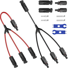 Solar Panel Connector 1 to 3 MC4 Y Branch Adapter, Waterproof IP67 PV Splitter with Fast Parallel Connection, 2PCS