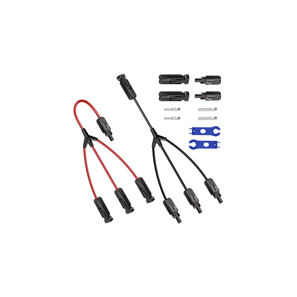Solar Panel Connector 1 To 3 Mc4 Y Branch Adapter, Waterproof Ip67 Pv Splitter With Fast Parallel Connection, 2Pcs 9073542256779
