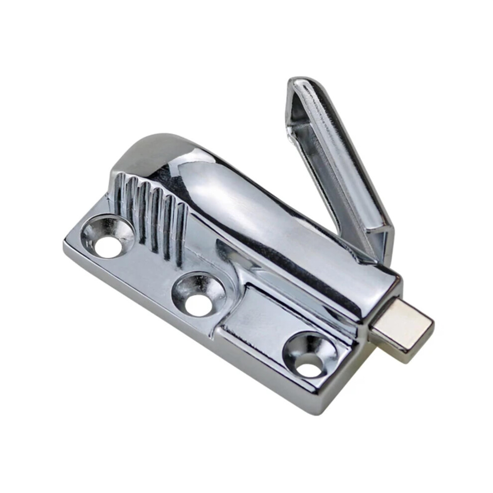 Industrial Gate Latch Spring Press Retractable Lock Chrome Finish Durable Zinc Construction 1Pcs 9310869648826