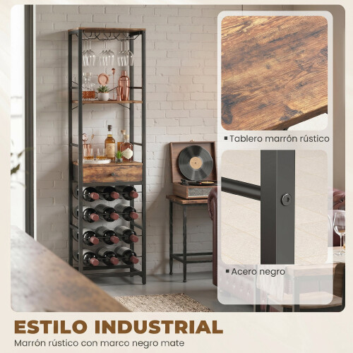 Homcom Botellero marrón 40 x 30 x 148 cm 2