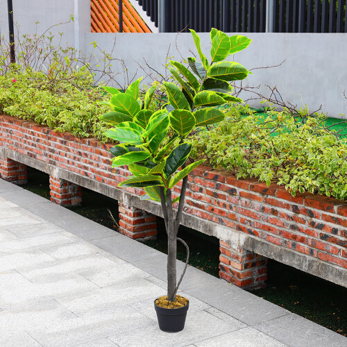 Living And Home 150cm Artificial Triple-Trunk Ficus Elastica Tree in Pot 1