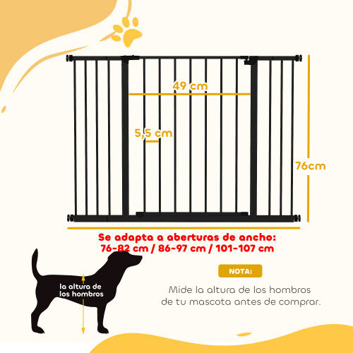 PawHut Barrera de Seguridad Negro 107 x 76 cm 2