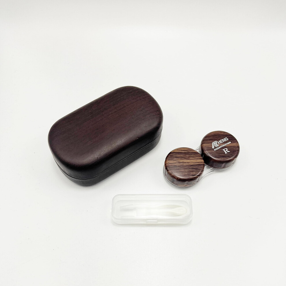 Grain Wood Contact Lens Case With Mirror, Leakresistant Travel Lens Holder, Compact Hygienic 4 Pack