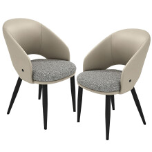 Modern Upholstered Dining Chairs Set of 2 with Arms, Soft PU Leather, Ergonomic Comfort Design, Grey