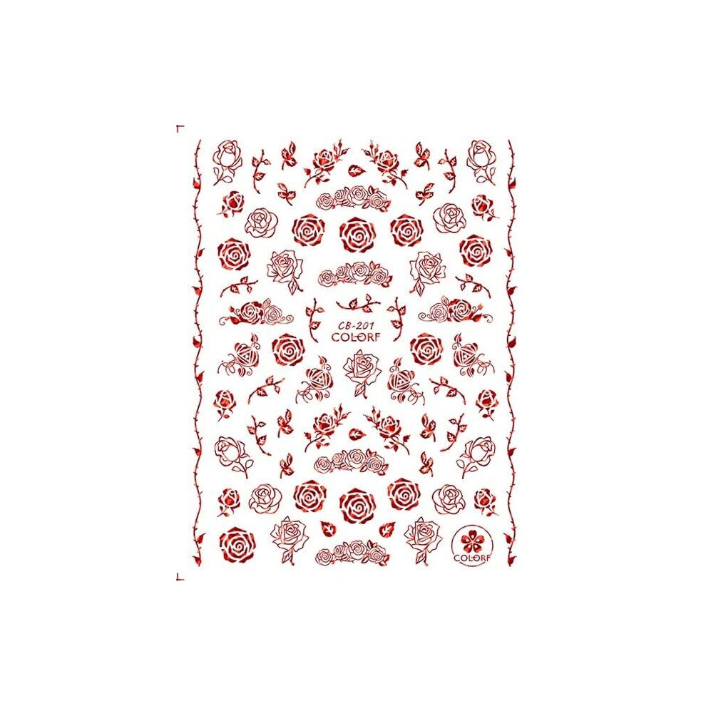 Red 3D Nail Art Stickers Cb201 Self Adhesive Textu Decals For Gel And Acrylic Nails