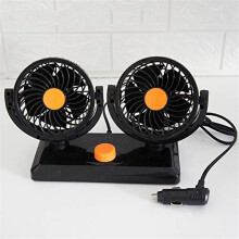 Dual Head Car Fan 12V 24V with 360 Adjustable Airflow, Low Noise Cooling, Two Speed Dashboard Fit