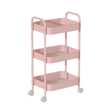 3 Tier Metal Rolling Utility Cart Storage Rack, Durable Carbon Steel Organizer for Home Kitchen Office