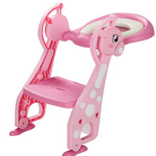 Toddler Toilet Training Seat with Step Stool, Adjustable Ladder and Secure Rails, Pink Deer Design, Fits Oval and Round Toilets