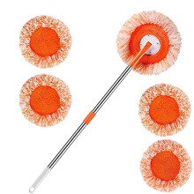 Microfiber Flat Mop for Hardwood Floors 360 Swivel Head Wet Dry Long Handle 4 Reusable Mop Heads