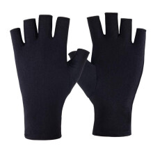 Fingerless UV Gloves for Gel Nails Hand Protection with Extended Wrist Coverage Black