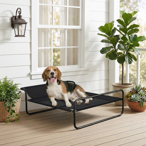 PawHut Cama Elevada Perros Negro 91 x 69 x 29 cm 1