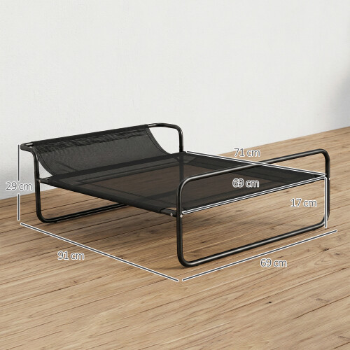 PawHut Cama Elevada Perros Negro 91 x 69 x 29 cm 2