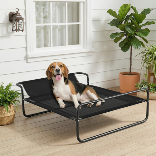 PawHut Cama Elevada Perro Negro 106 x 81 x 33 cm 1
