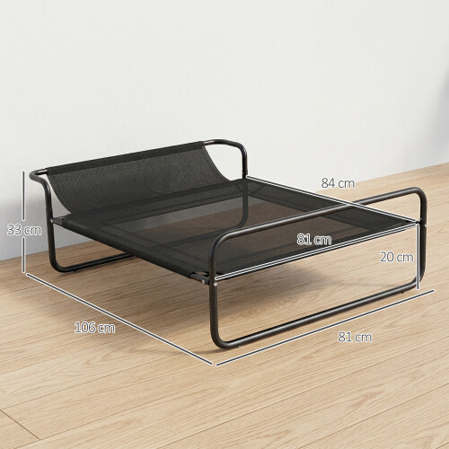 PawHut Cama Elevada Perro Negro 106 x 81 x 33 cm 2