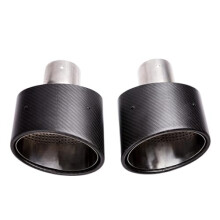 2PCS Glossy Carbon Fiber Oval Exhaust Tips 64mm Universal Fit for VW Golf 7 RS4 RS5 RS6 Volvo S80
