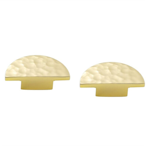 2Pack Solid Brass Cabinet Knobs, Semicircle Drawer Knobs, Hammered Dresser Drawer Pulls Handles Furniture Hardware 1