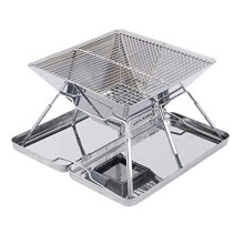Portable Fire Pit and Collapsible Camping Grill, Lightweight Stainless Steel Foldable Design with Carrying Bag
