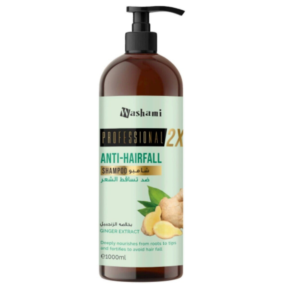 WASHAMI Ginger Extract Anti Hair Fall Shampoo 1000ml |Strengthening Hair Care for Thicker, Healthier Hair Growth