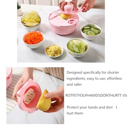 Vegetable Chopper with Drain Basket, Large Capacity Multifunctional Cutter with Ergonomic Handle for Kitchen 2