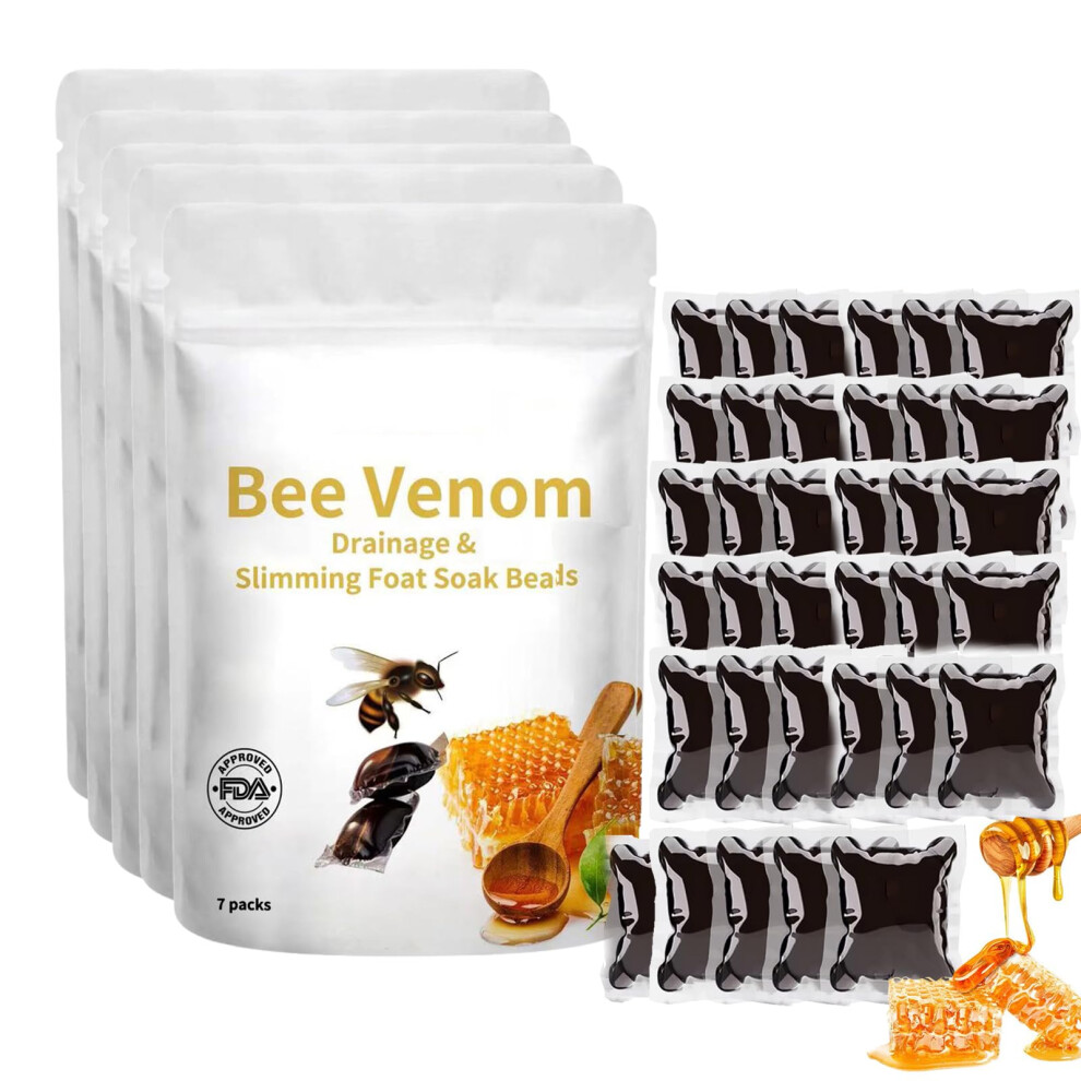 Bee Venom Foot Soak Beads Detox Pack, Herbal Relaxing Lymphatic Drainage Foot Spa (5 Pack)